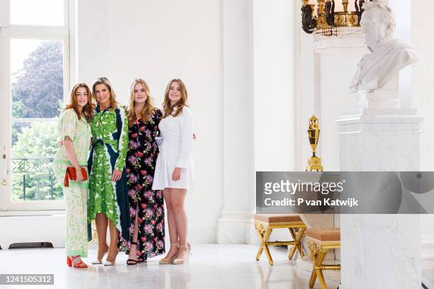 Queen Maxima of The Netherlands, Princess Amalia of The Netherlands, Princess Alexia of The Netherlands and Princess Ariane of The Netherlands during...