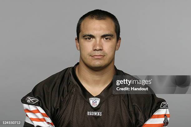 In this handout image provided by the NFL, Kaluka Maiava of the Cleveland Browns poses for his NFL headshot circa 2011 in Berea, Ohio.