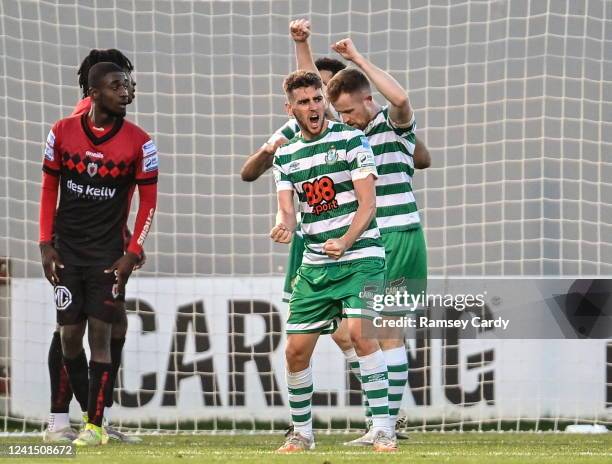 Dublin , Ireland - 24 June 2022; Dylan Watts of Shamrock Rovers celebrates at the final whistle of the SSE Airtricity League Premier Division match...