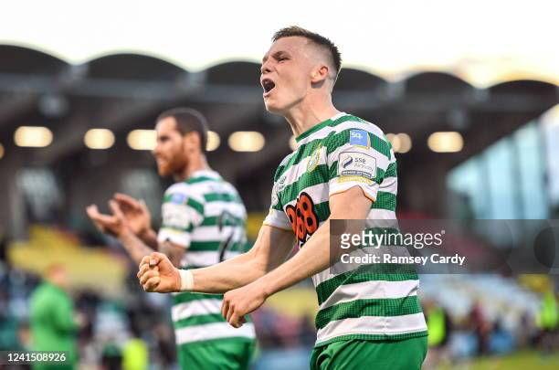 Dublin , Ireland - 24 June 2022; Andy Lyons of Shamrock Rovers celebrates after his side's victory in the SSE Airtricity League Premier Division...
