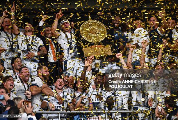 Montpellier's French-Syrian President Mohed Altrad , Montpellier's French hooker Guilhem Guirado , Montpellier's French flanker Fulgence Ouedraogo...