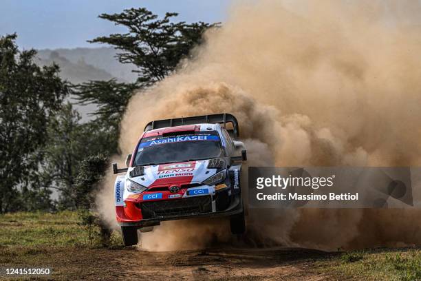 Kalle Rovanpera of Finland and Jonne Halttunen of Finland are competing with their Toyota Gazoo Racing WRT Toyota GR Yaris Rally1 during Day Three of...