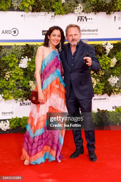 Sorrel Athina Jardine and Samuel Finzi arrive for the 72nd Lola - German Film Award at Palais am Funkturm on June 24, 2022 in Berlin, Germany.