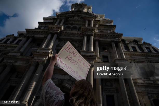 Demonstrators gather outside of City Hall to protest the Supreme Courtâs verdict to overturn Roe vs Wade in Philadelphia, PA on June 24, 2022. The...