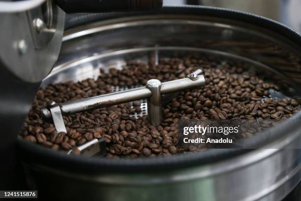 Coffee beans being roasted during the first edition of the Sao Paulo Coffee Festival, a fair focused on the specialty coffee segment, at Ibirapuera...