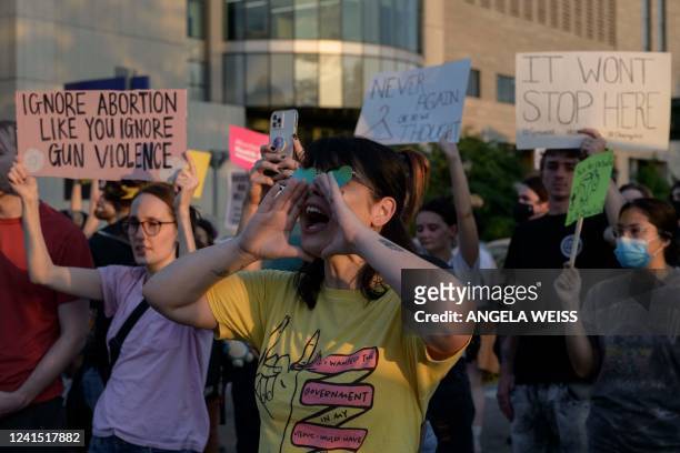 Abortion rights activists protest after the overturning of Roe Vs. Wade by the US Supreme Court, in St. Louis, Missouri on June 24, 2022. - The US...