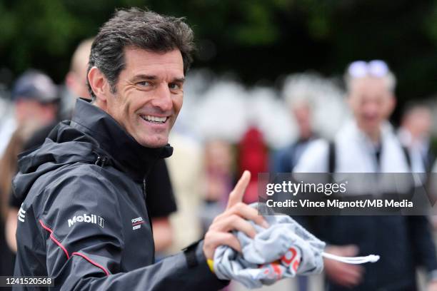 Presenter and former F1 driver Mark Webber of Australia during The Goodwood Festival Of Speed 2022 at Goodwood Motor Circuit on July 25, 2022 in...
