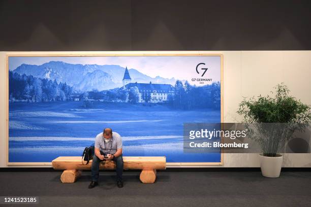 An image of the Schloss Elmau luxury hotel, the venue of the Group of Seven leaders summit, at the International Media Center ahead of the summit, in...
