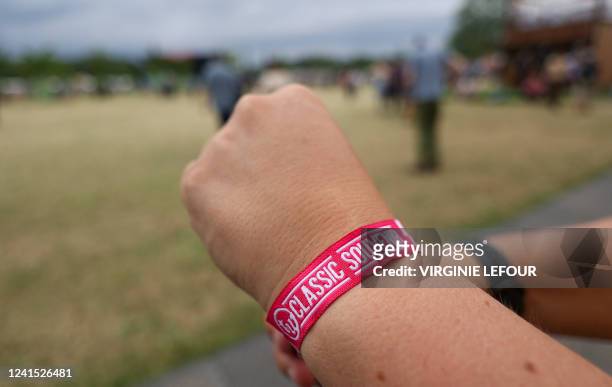 Illustration picture shows a wrist band reading 'TW Classic Souvenir' at the 20th edition of the 'TW Classic' music festival in Werchter, Saturday 25...