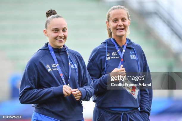 Mylene CHAVAS of France and Justine LEROND of France during the Women's International Friendly match between France and Cameroon at Stade Pierre...