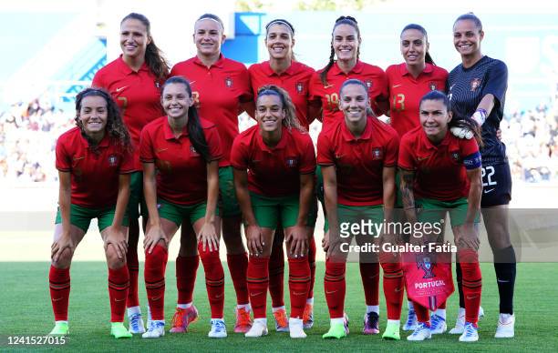 Portugal players pose for a team photo before the start of the International Women´s Friendly match between Portugal and Greece at Estadio Antonio...
