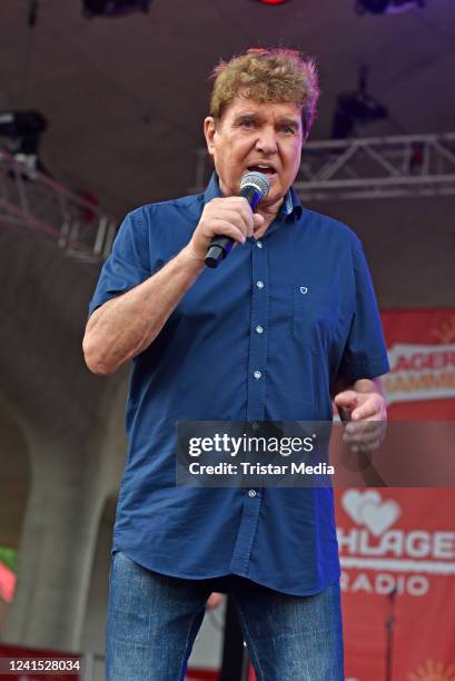 Frank Schöbel performs the Schlager Radio SchlagerHammer-Tour 2022 at Arena in den Gärten der Welt on June 25, 2022 in Berlin, Germany.