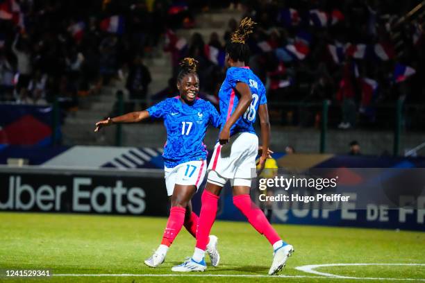 Ouleymata SARR of France celebrate his goal with Sandy BALTIMORE of France during the Women's International Friendly match between France and...