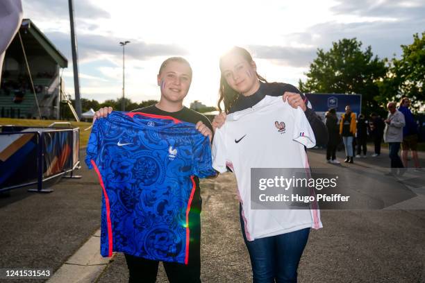 Fans of France during the Women's International Friendly match between France and Cameroon at Stade Pierre Brisson on June 25, 2022 in Beauvais,...