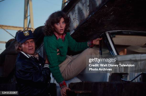 Lee Majors, Judith Chapman appearing in the ABC tv show 'Fall Guy'.