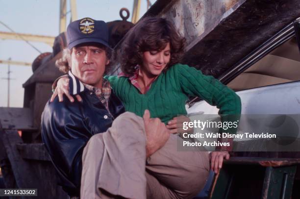 Lee Majors, Judith Chapman appearing in the ABC tv show 'Fall Guy'.