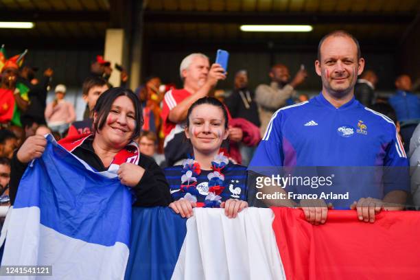 Fans during the Women's International Friendly match between France and Cameroon at Stade Pierre Brisson on June 25, 2022 in Beauvais, France.