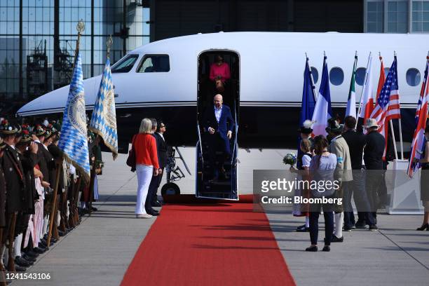 Charles Michel, president of the European Council, arrives at Munich Airport ahead of the Group of Seven leaders summit, in Munich, Germany, on...