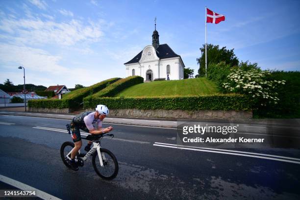 Athletes compete in the bike leg during the IRONMAN 70.3 Elsinore on June 26, 2022 in Helsingor, Denmark.