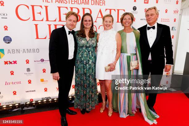 Princess Mabel of The Netherlands with her sisters Eveline and Nicoline with their husbands at the Amsterdamdiner fundraiser for the AIDS Foundation...