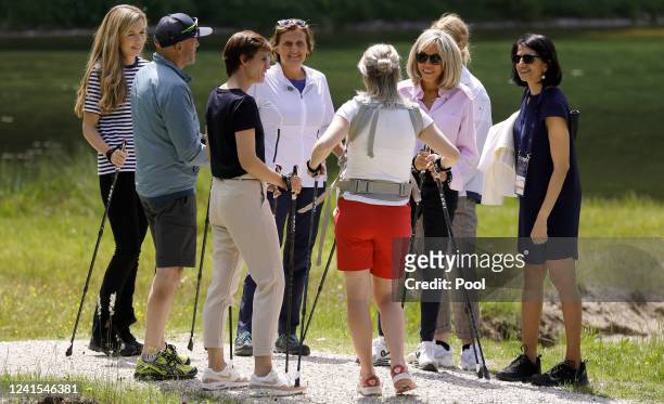 Carrie Johnson, wife of Britain's Prime Minister Boris Johnson, Christian Neureuther, former professional skier, Amelie Derbaudrenghien, partner of...