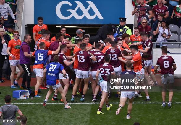 Dublin , Ireland - 26 June 2022; Players and officials from both sides become embroiled as they make their way to the dressing rooms after full time...