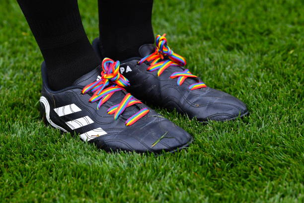 Dublin , Ireland - 26 June 2022; Referee David Dough wearing Pride laces on his boots at the GAA Football All-Ireland Senior Championship...