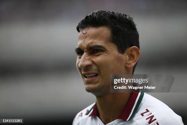 Paulo Henrique Ganso of Fluminense reacts during the match between Botafogo and Fluminense as part of Brasileirao 2022 at Estadio Olimpico Nilton...