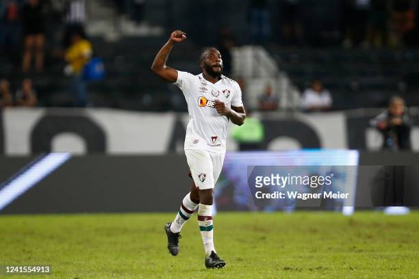 Manoel of Fluminense celebrates after scoring the first goal of his team during the match between Botafogo and Fluminense as part of Brasileirao 2022...