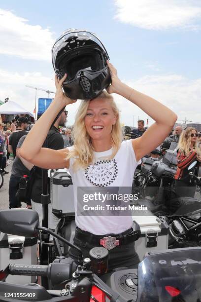 Miriam Hoeller during the start of the Hamburg Harley Days at Hamburger Grossmarkt on June 26, 2022 in Hamburg, Germany.