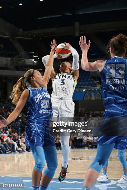 June 26: Aerial Powers of the Minnesota Lynx shoots the ball during the game against the Chicago Sky on June 26, 2022 at the Wintrust Arena in...