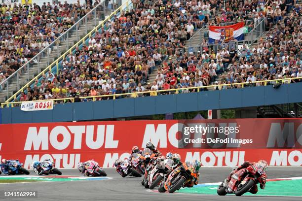 Jack Miller of Australia, Ducati Lenovo Team, Brad Binder of South Africa, Red Bull KTM Factory Racing, Takaaki Nakagami of Japan, LCR Honda in...