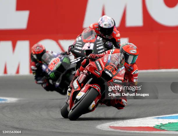 Francesco Bagnaia of Italy, Ducati Lenovo Team, Aleix Espargaro of Spain, Aprilia Racing, Fabio Quartararo of France, Monster Energy Yamaha MotoGP in...