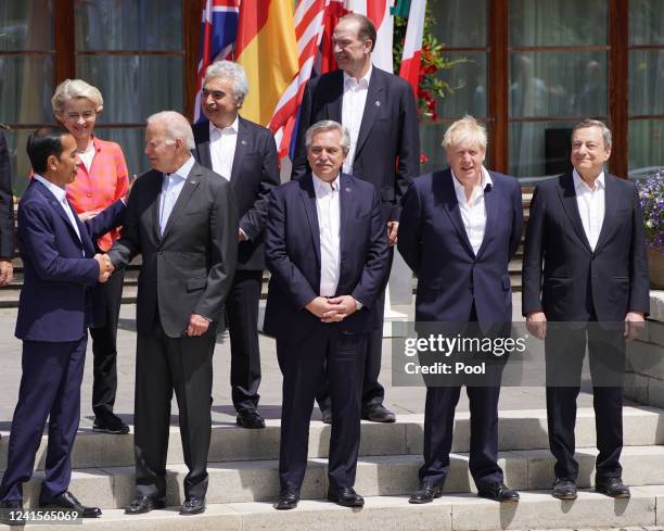 Leaders from the G7 and partner countries Indonesia's President Joko Widodo, European Union Commission President Ursula von der Leyen, US President...