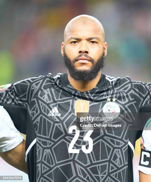 Douala, Cameroon, January 2022: Raïs M'Bolhi of Algeria during Algeria against Equatorial Guinea, Africa Cup of Nations at Japoma stadium.