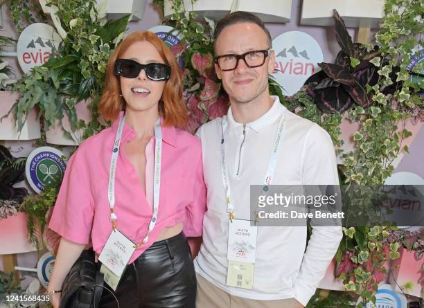 Stacey Dooley and Kevin Clifton attend the evian VIP Suite, certified as carbon neutral by The Carbon Trust, at Wimbledon on June 27, 2022 in London,...
