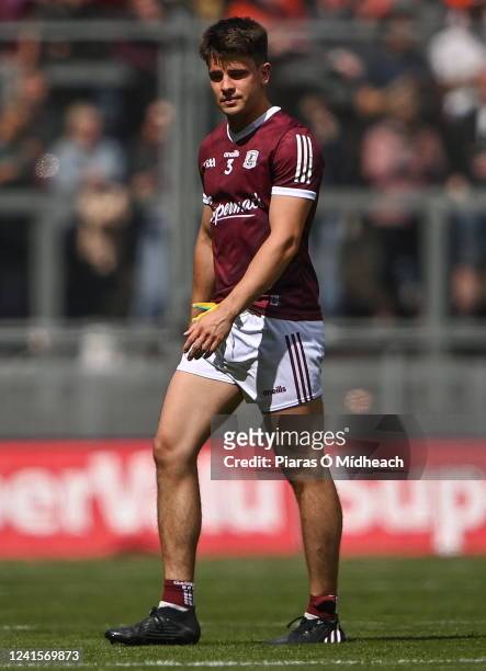 Dublin , Ireland - 26 June 2022; Seán Kelly of Galway leaves the pitch after he was shown the red card by referee David Coldrick before the start of...