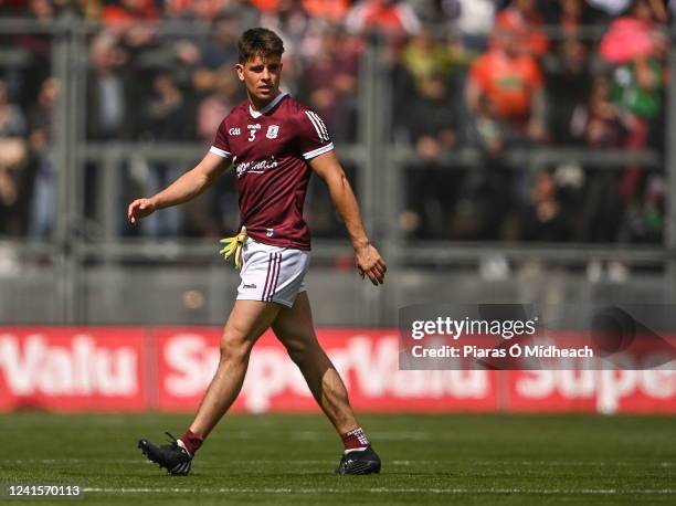 Dublin , Ireland - 26 June 2022; Seán Kelly of Galway leaves the pitch after he was shown the red card by referee David Coldrick before the start of...