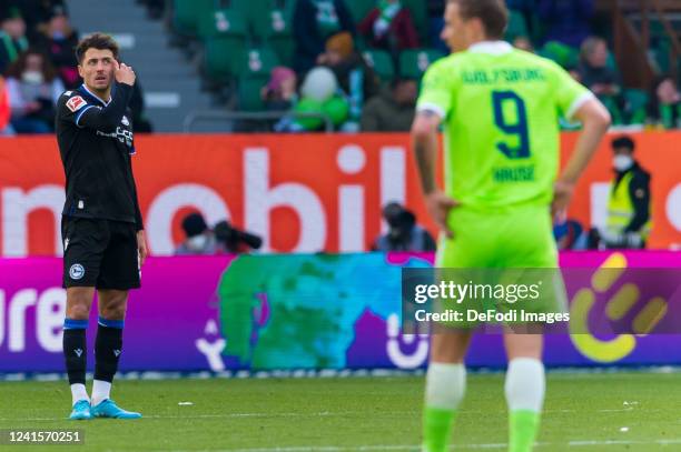 Alessandro Schoepf of Arminia Bielefeld looks on during the Bundesliga match between VfL Wolfsburg and DSC Arminia Bielefeld at Volkswagen Arena on...