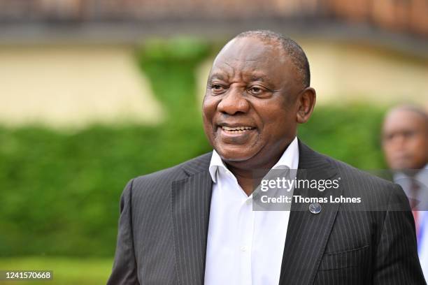 South Africa's President Cyril Ramaphosa attends the second day of the three-day G7 summit at Schloss Elmau on June 27, 2022 near...