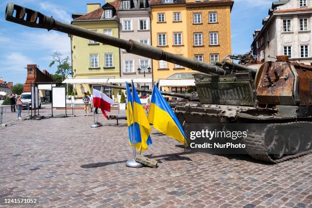 Russian tanks destroyed during the war exhibited at Castle Square in Warsaw as part of the exhibition ''For your freedom and ours''. 27 June Warsaw,...