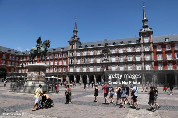 General view of the Plaza Mayor square in Madrid, Span on June 27, 2022.