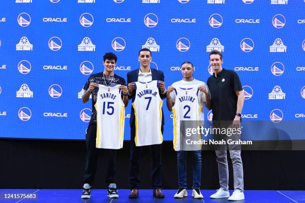 Gui Santos, Ryan Rollins, Patrick Baldwin Jr., and Mike Dunleavy Jr. Of the Golden State Warriors pose for a photo during the Golden State Warriors...