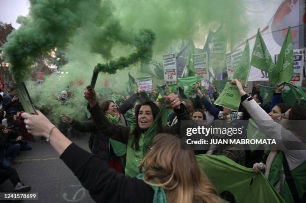 Pro-choice protest in front of the US embassy in Buenos Aires, on June 27 two days after the US Supreme Court scrapped half-century constitutional...