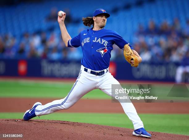 Kevin Gausman of the Toronto Blue Jays pitches in the first inning against the Boston Red Sox at Rogers Centre on June 27, 2022 in Toronto, Ontario,...