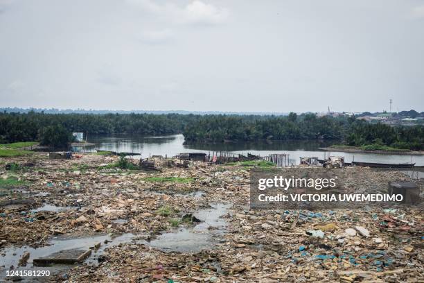 General view of a waterfront in Diobu, Port Harcourt, Nigeria, on March 10, 2022. Port Harcourt's communities are caught in a battle over property...