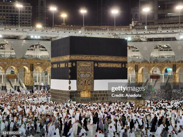 Muslims, who came to the holy lands from all over the world, continue their worship to fulfill the Hajj pilgrimage in Mecca, Saudi Arabia on June 26,...