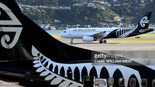 Photo taken on June 27, 2022 shows an Air New Zealand Airbus A320 aircraft departing Wellington Airport.
