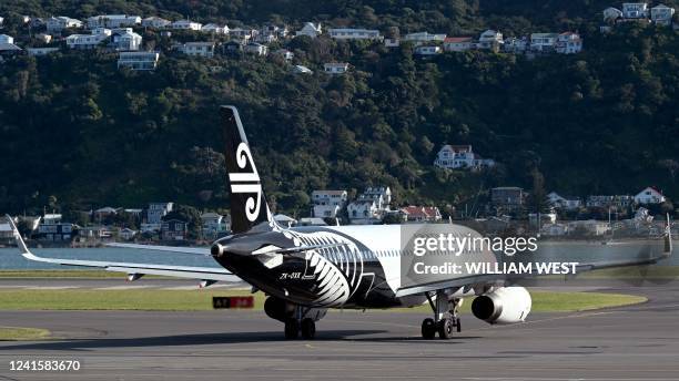 Photo taken on June 27, 2022 shows an Air New Zealand Airbus A320 aircraft departing Wellington Airport.