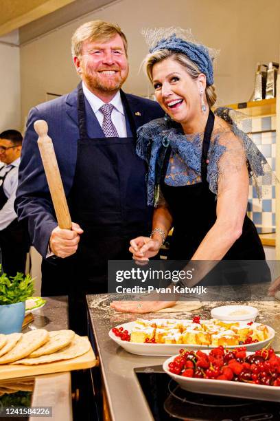 King Willem-Alexander of The Netherlands and Queen Maxima of The Netherlands visit the Kulturhaus Brotfabrik for a baking workshop of a community...